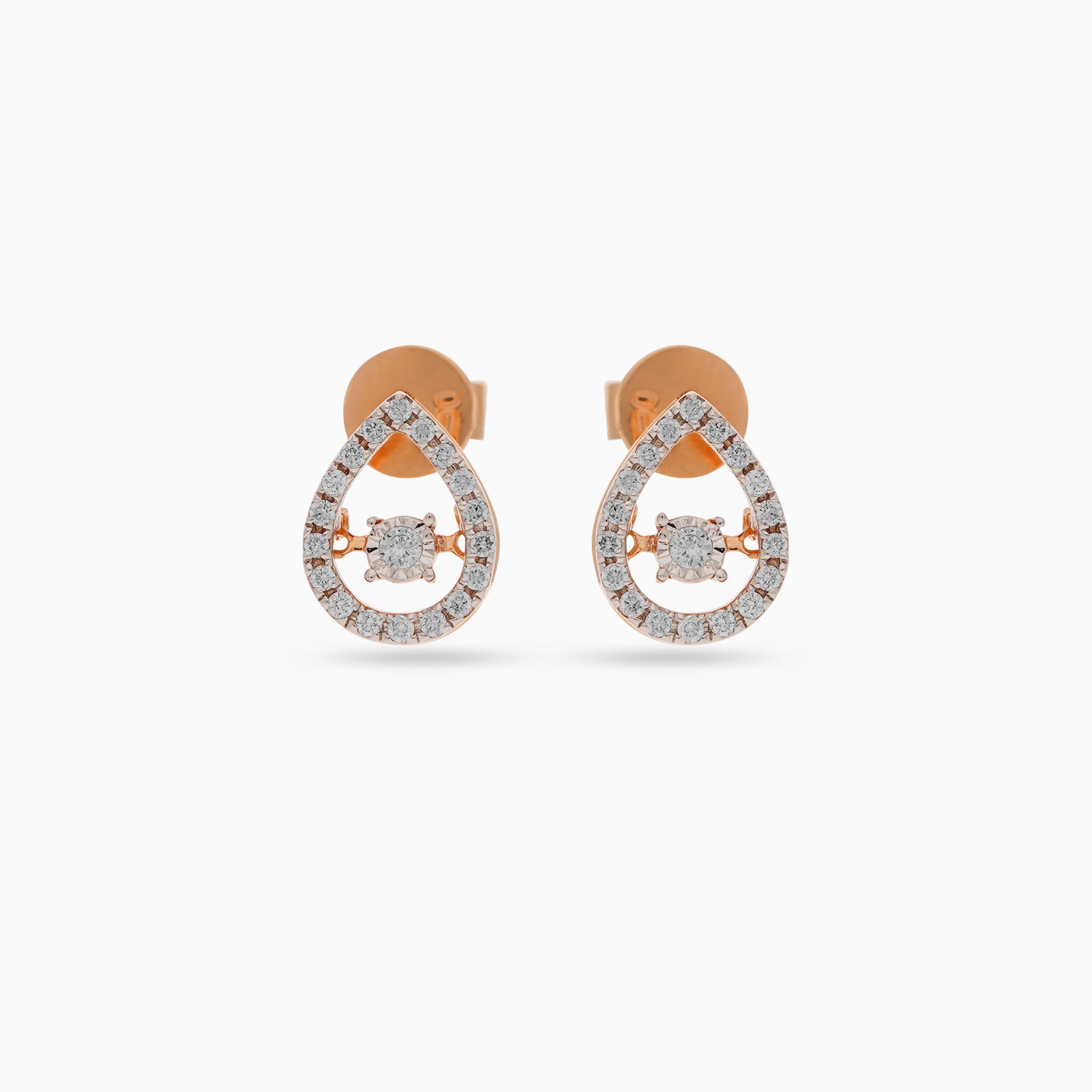 18k Rose Gold Dancing Diamond Earrings