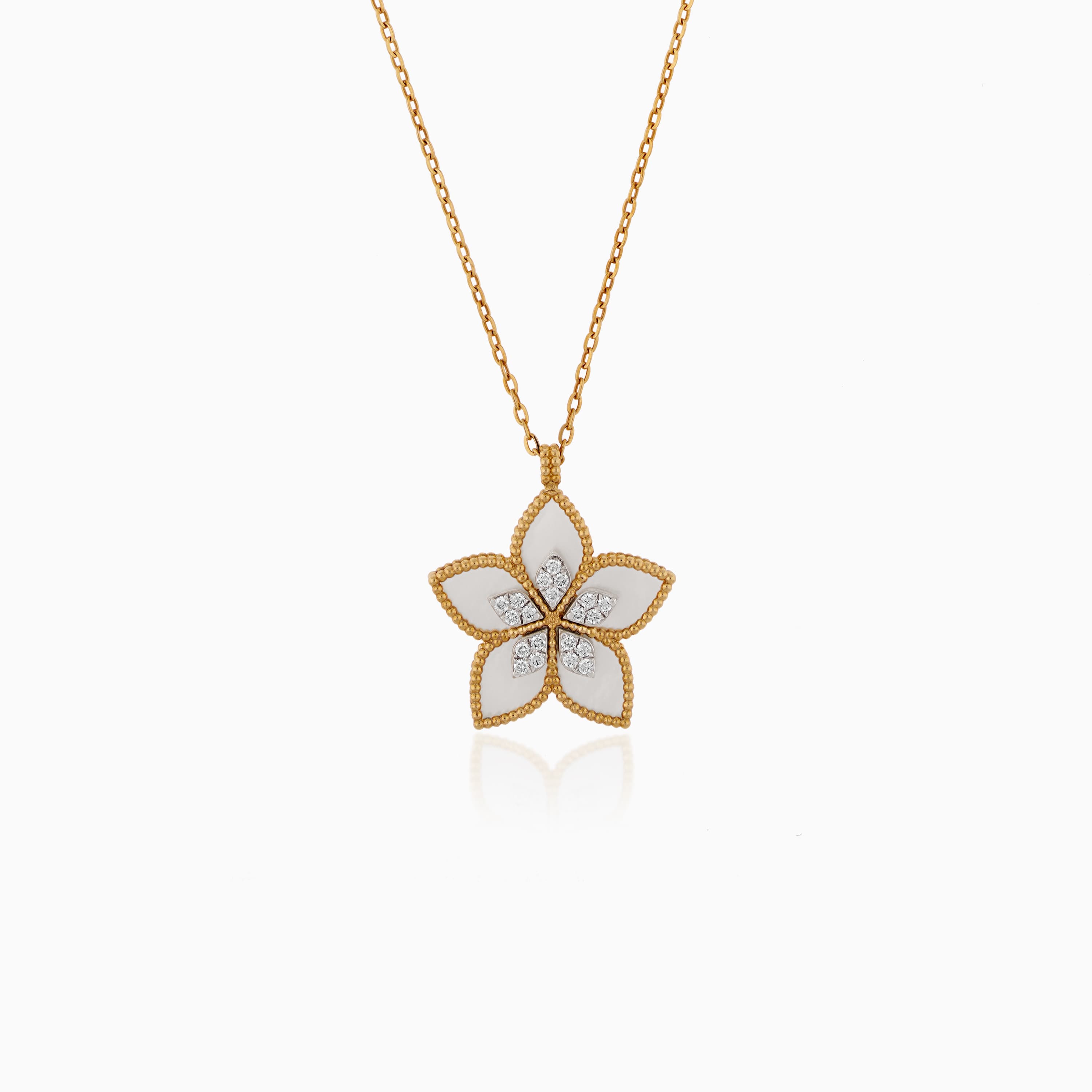 18K Gold Diamond & Mother of Pearl Pendant Chain – Fortuna Diamond Collection