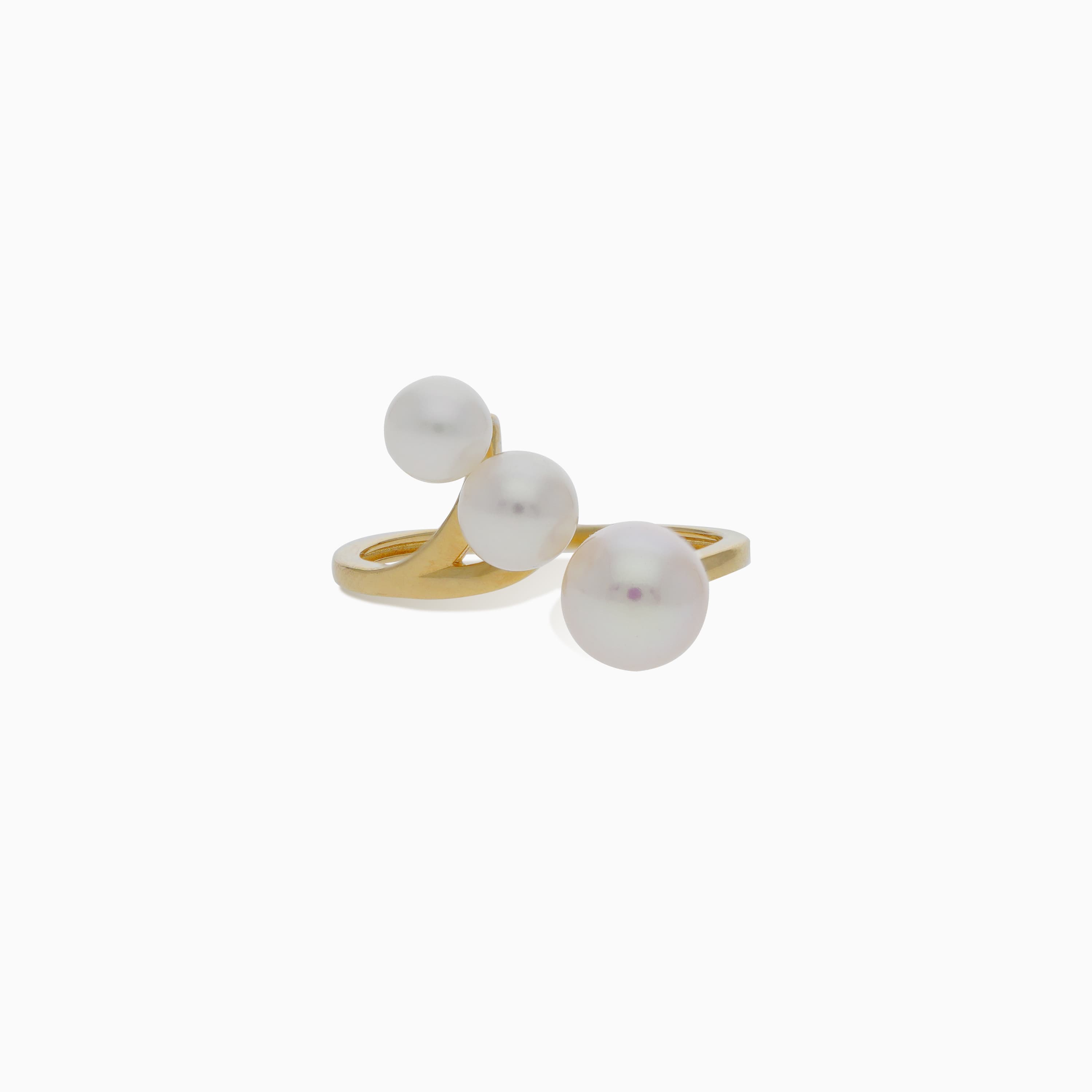 18K Yellow Gold Ring with 3 pearl