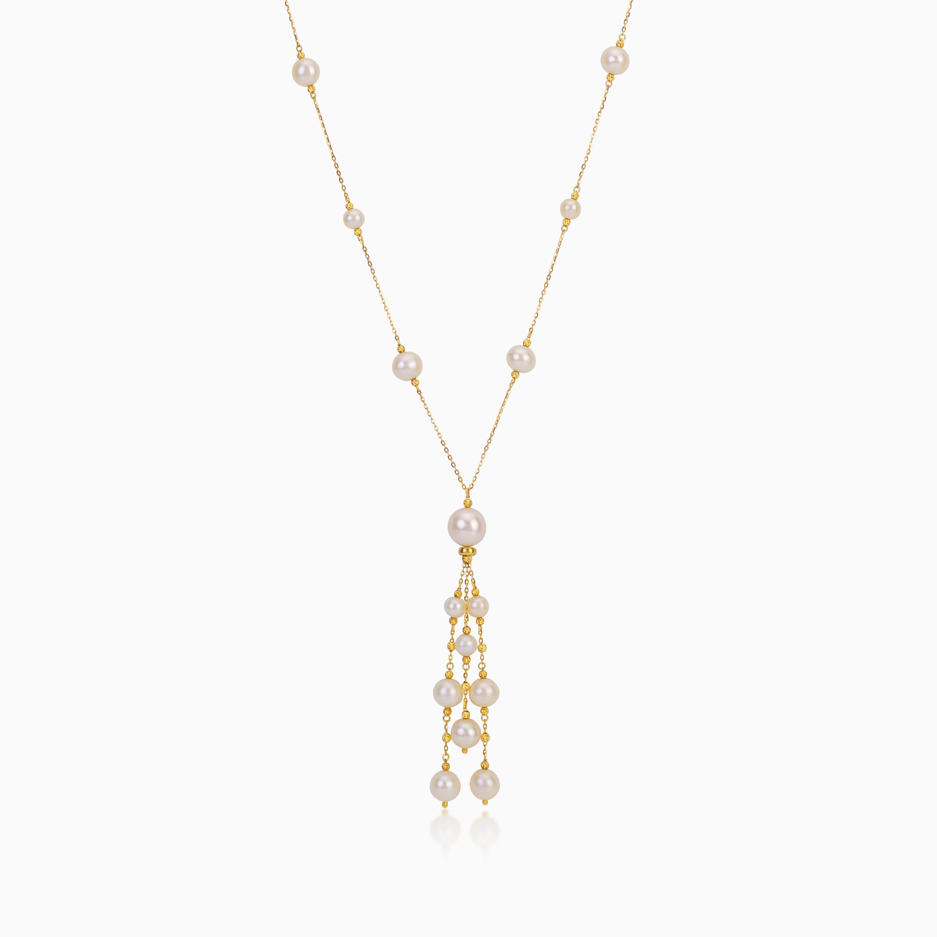 18K YELLOW GOLD LONG NECKLACE WITH PEARLS