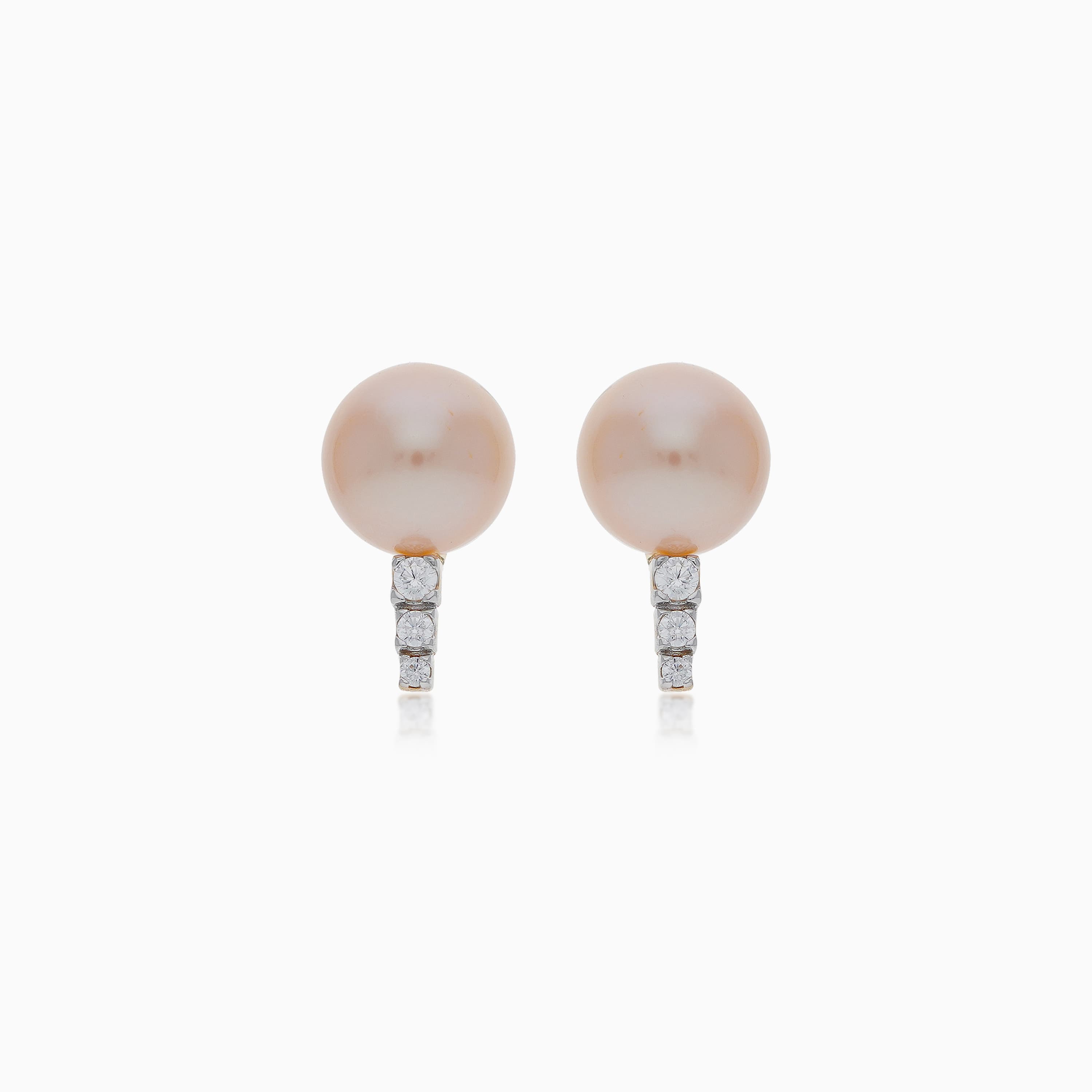 18K YELLOW GOLD EARRING DECORATED WITH PEARL AND ZIRCON STONES