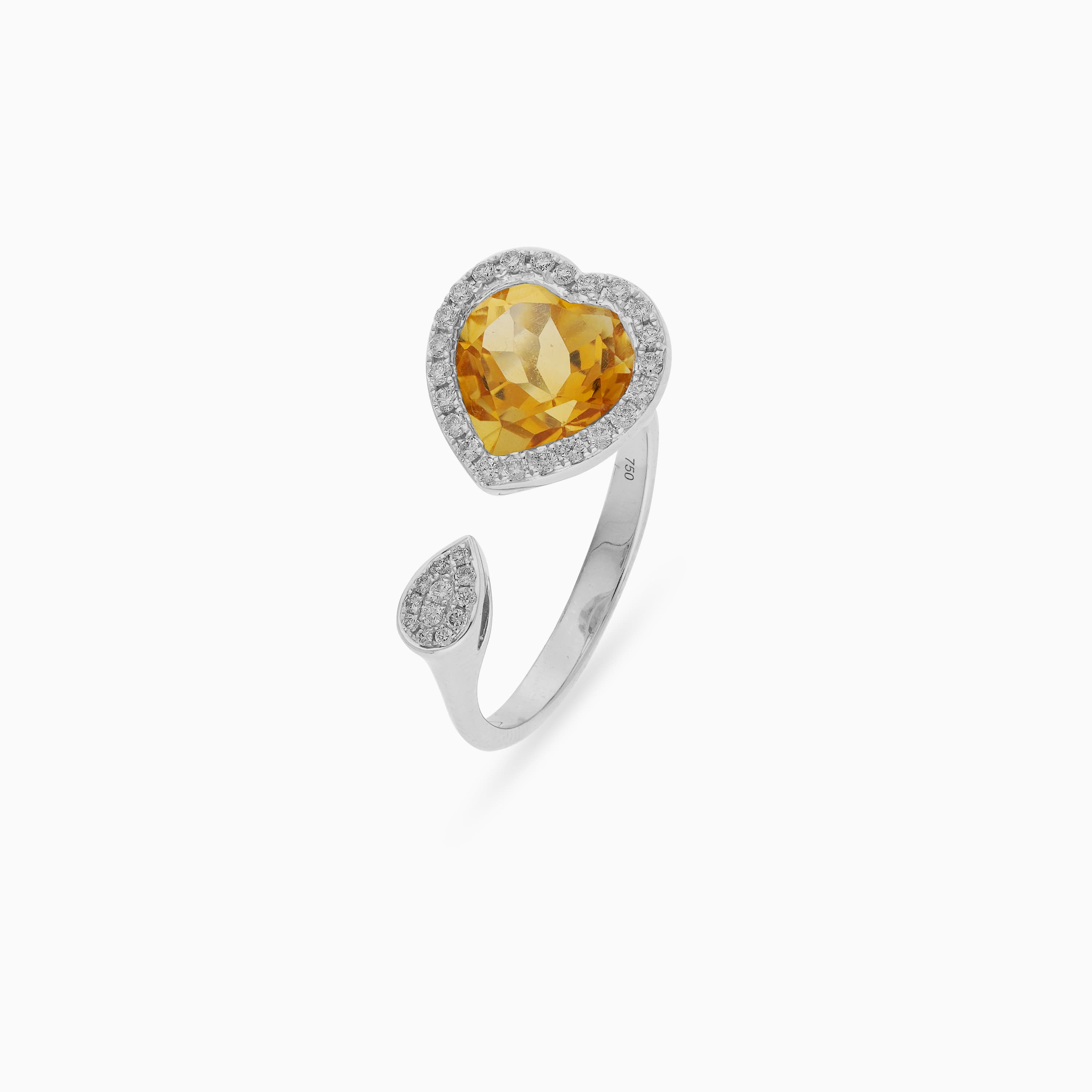 18k White Gold Citrine and Diamond Ring