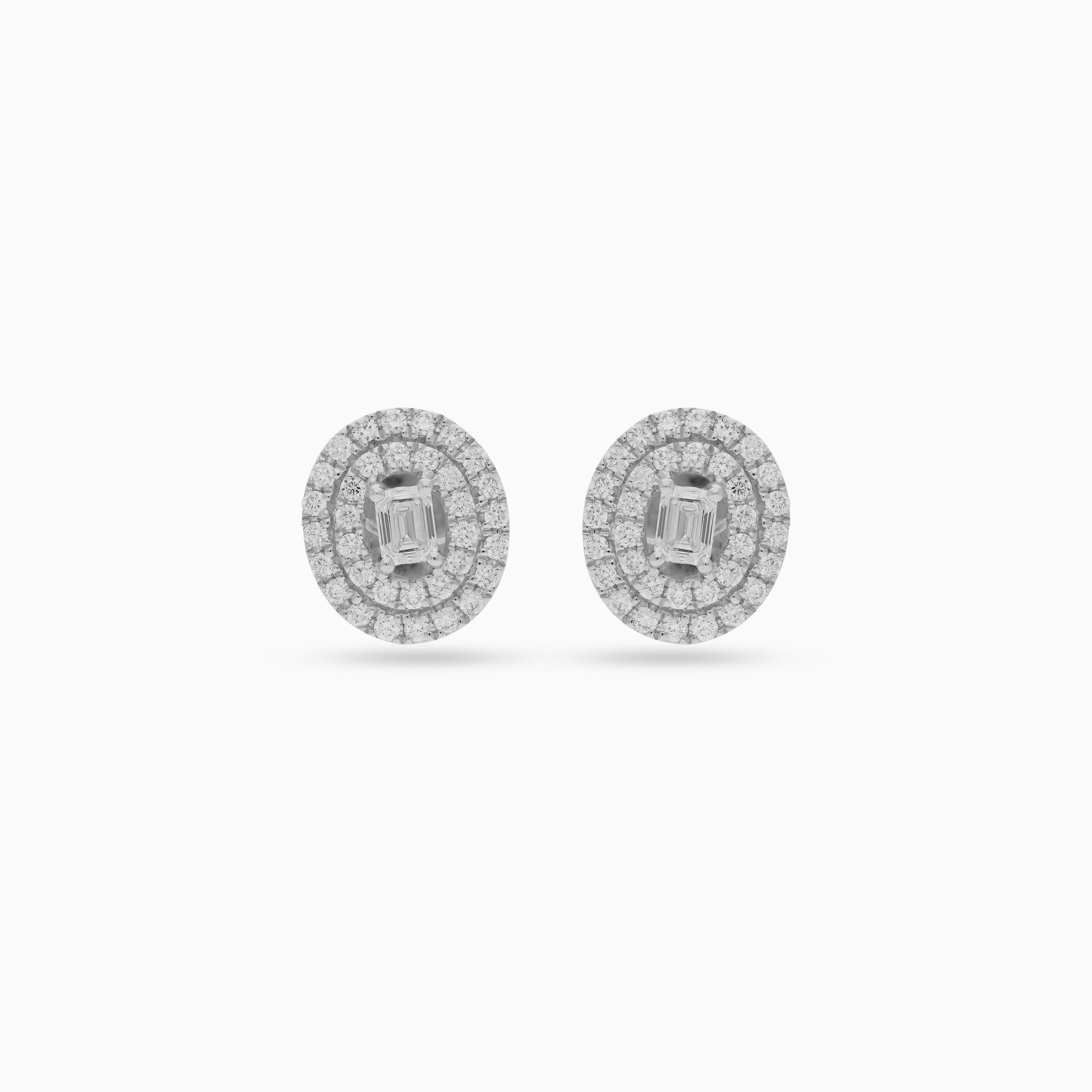18K White Gold Diamond Stud Earrings – Carre Collection