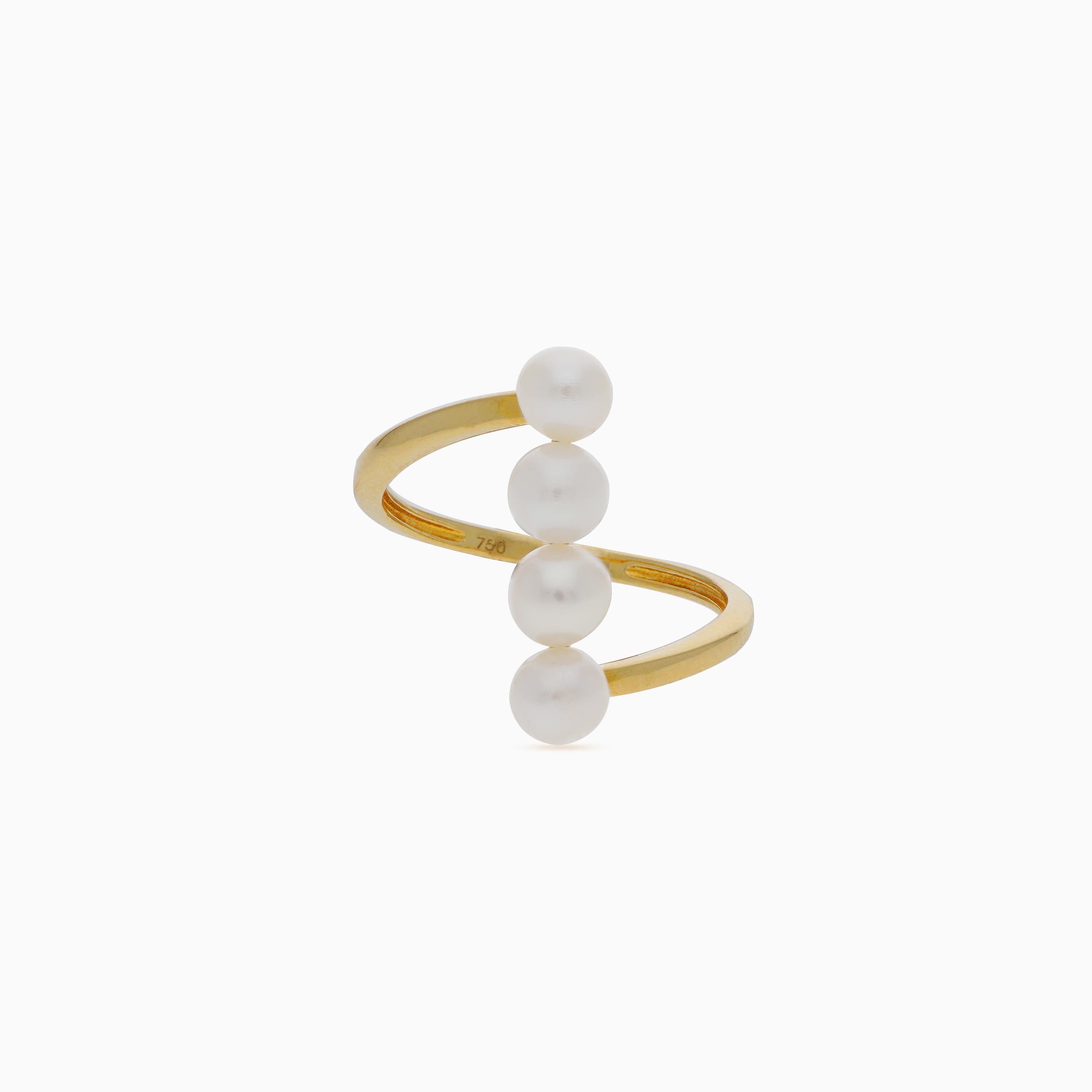 18K Yellow Gold Ring with pearls